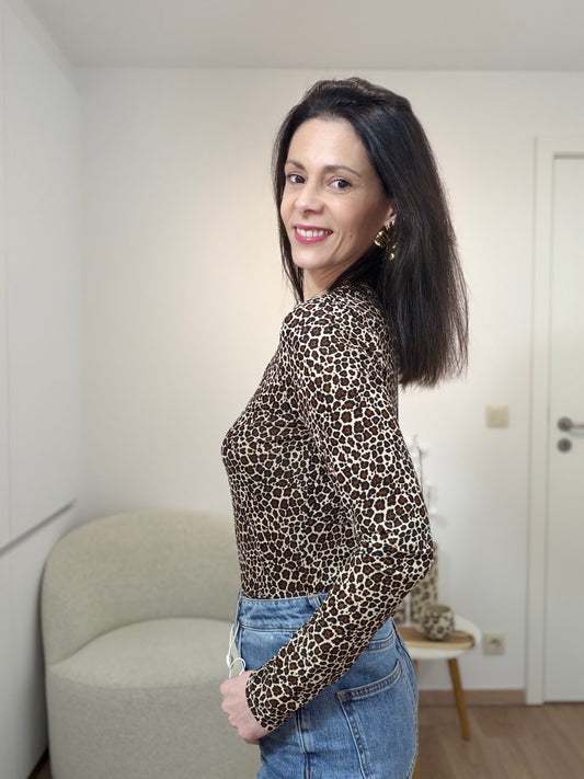Lucie Long Sleeve Leopard Print T-Shirt