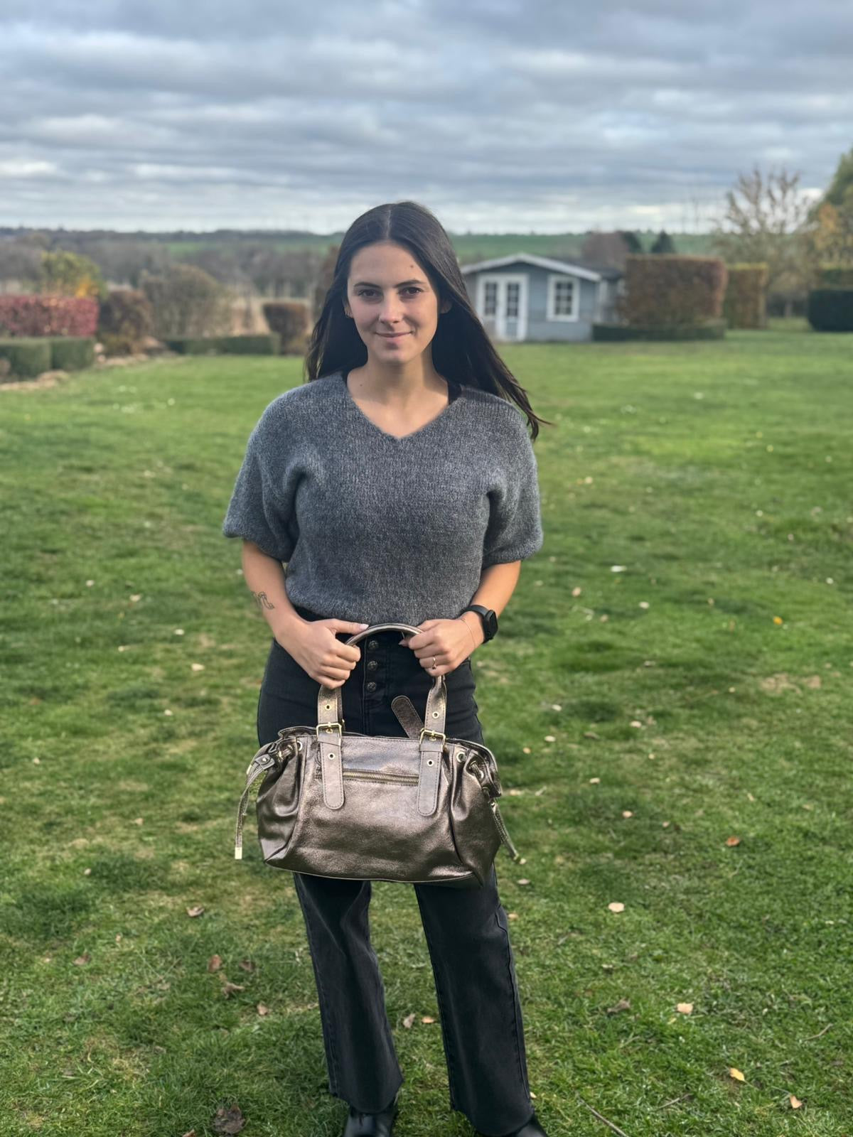 Sac Cuir Taupe Bronze